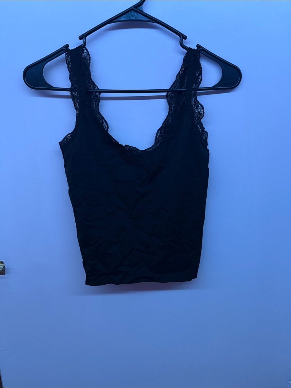 wild fable Black Lace-Trim Tank Top
